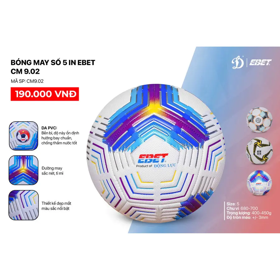Bóng Đá ĐL Da PVC CM9.02 số 5 (nhiều màu)